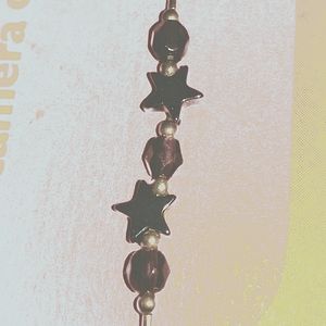 Vintage Star & Bead Bracelet Purple and Silver